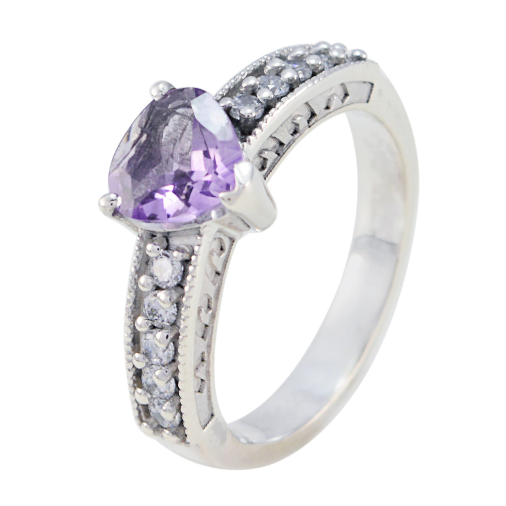 Amethyst Halo French 925 Silver Purple Gemstones Slim Fairytale Ring Jewellery