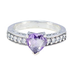 Amethyst Halo French 925 Silver Purple Gemstones Slim Fairytale Ring Jewellery
