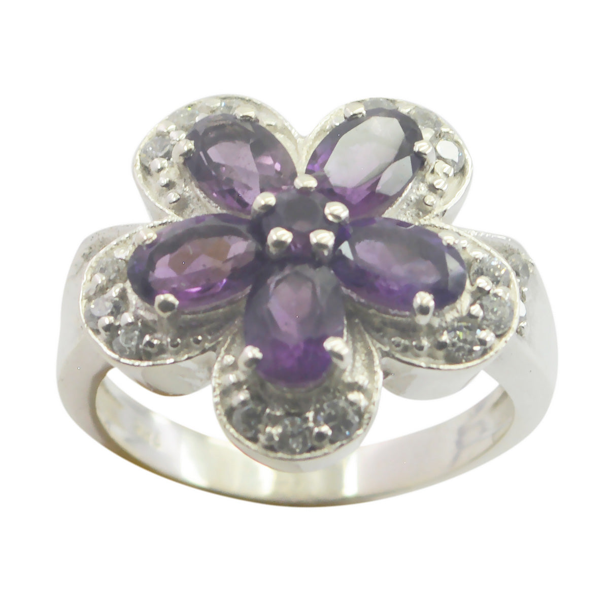 Amethyst Penta Indian 925 Silver Purple Gems Minimal Artisan Ring Jewellery