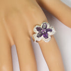 Amethyst Penta Indian 925 Silver Purple Gems Minimal Artisan Ring Jewellery