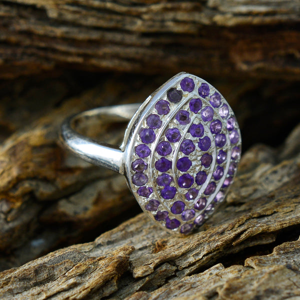 Amethyst multiple Moroccan Sterling Silver Purple Gemstones Classic Abstract Ring Jewellery