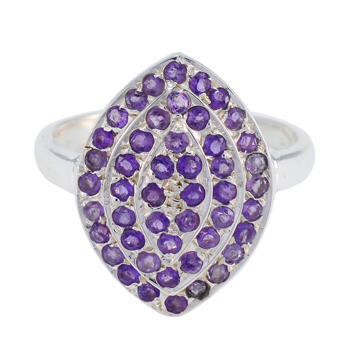 Amethyst multiple Moroccan Sterling Silver Purple Gemstones Classic Abstract Ring Jewellery