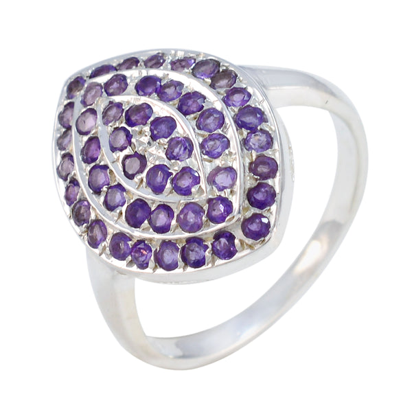 Amethyst multiple Moroccan Sterling Silver Purple Gemstones Classic Abstract Ring Jewellery