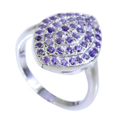 Amethyst multiple Moroccan Sterling Silver Purple Gemstones Classic Abstract Ring Jewellery