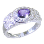 Amethyst Halo Russian Sterling Silver Purple Gems Minimal Fairytale Ring Jewelry