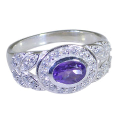 Amethyst Halo Russian Sterling Silver Purple Gems Minimal Fairytale Ring Jewelry