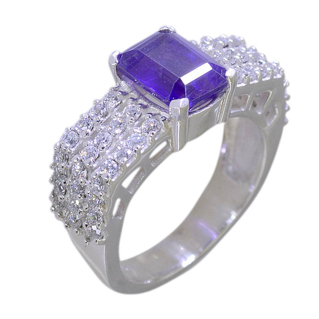 Amethyst Halo Russian Silver Purple Gemstones Eye catching Abstract Ring Jewelry