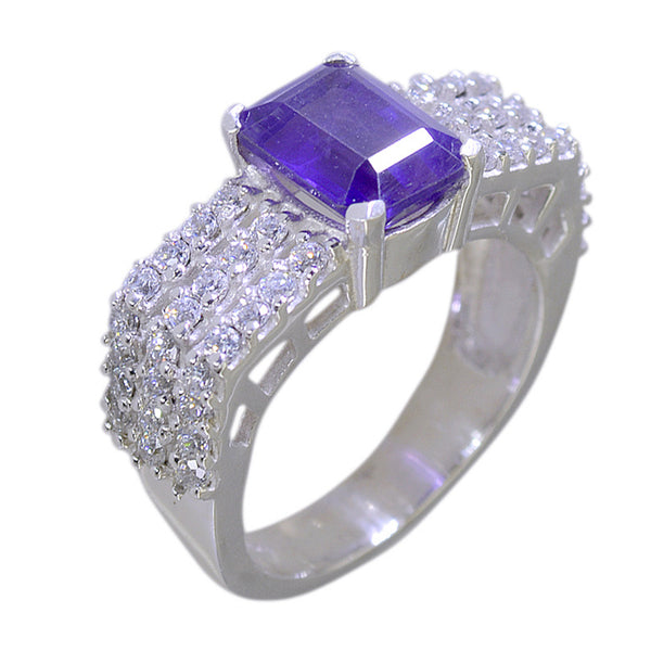 Amethyst Halo Russian Silver Purple Gemstones Eye catching Abstract Ring Jewelry