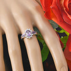 Amethyst Trilogy Russian 92.5 Silver Purple Gemstone Tiny Artisan Ring Jewelry