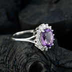 Amethyst Halo Indian 92.5 Silver Purple Gems Featherlight Abstract Ring Jewellery