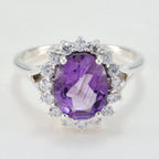 Amethyst Halo Indian 92.5 Silver Purple Gems Featherlight Abstract Ring Jewellery
