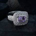 Amethyst Halo Russian Sterling Silver Purple Gems Eye catching Trendy Ring Jewelry