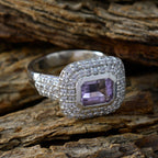 Amethyst Halo Russian Sterling Silver Purple Gems Eye catching Trendy Ring Jewelry