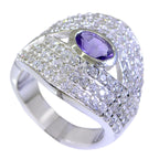 Amethyst Halo German Silver Purple Gemstone Versatile Contemporary Ring Jewelry