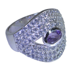 Amethyst Halo German Silver Purple Gemstone Versatile Contemporary Ring Jewelry
