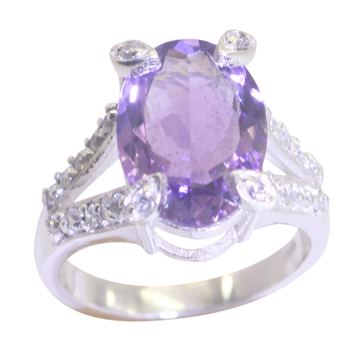 Amethyst Halo Egyptian 92.5 Silver Purple Gemstones Classic Artisan Ring Jewellery