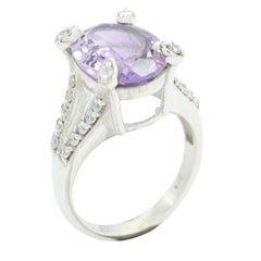 Amethyst Halo Egyptian 92.5 Silver Purple Gemstones Classic Artisan Ring Jewellery