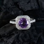 Amethyst Halo African 925 Silver Purple Gems Tiny Love Ring Jewellery