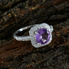 Amethyst Halo African 925 Silver Purple Gems Tiny Love Ring Jewellery