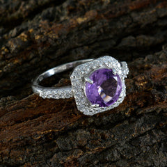 Amethyst Halo African 925 Silver Purple Gems Tiny Love Ring Jewellery
