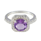 Amethyst Halo African 925 Silver Purple Gems Tiny Love Ring Jewellery