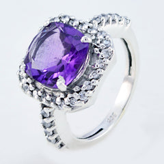 Amethyst Halo African 925 Silver Purple Gems Tiny Love Ring Jewellery