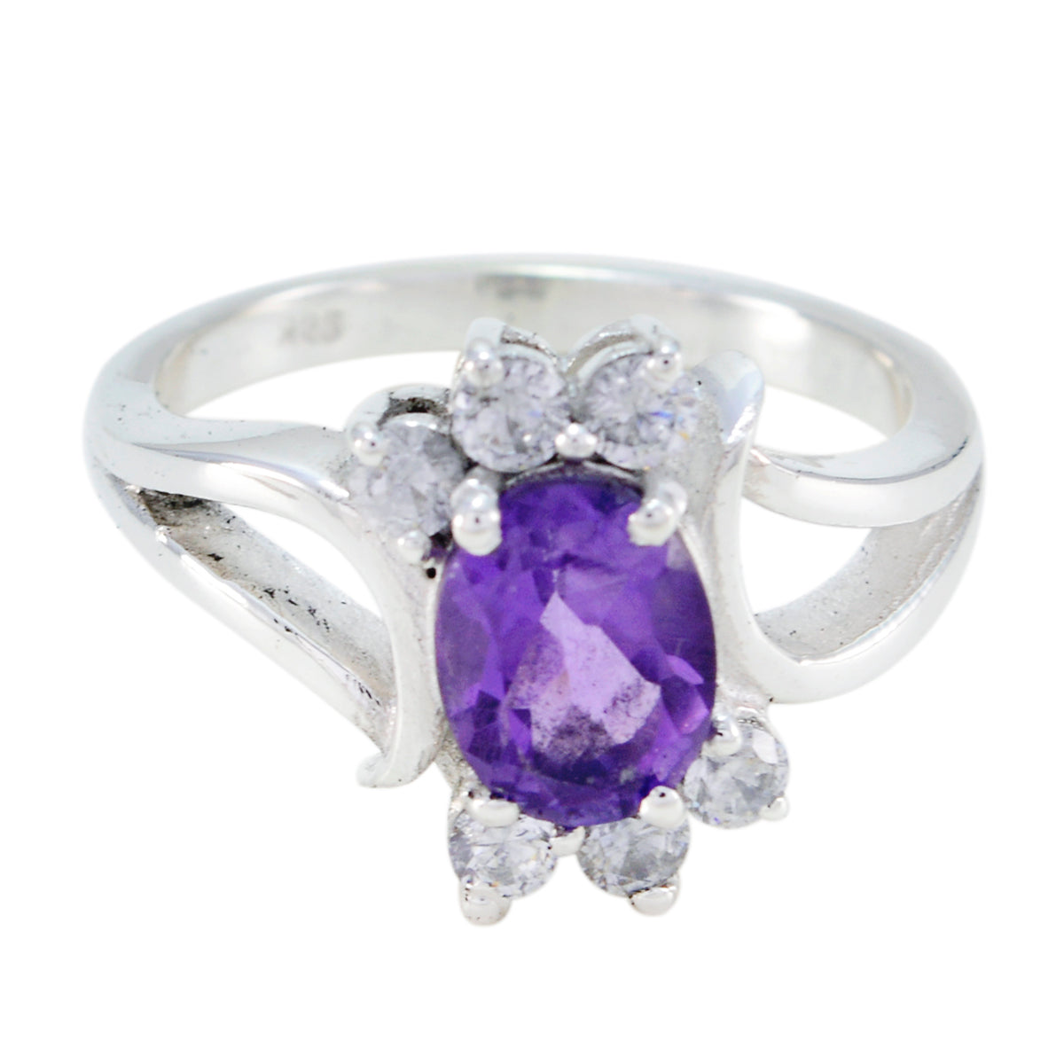 Amethyst Halo French Sterling Silver Purple Gemstone Featherlight Fairytale Ring Jewellery