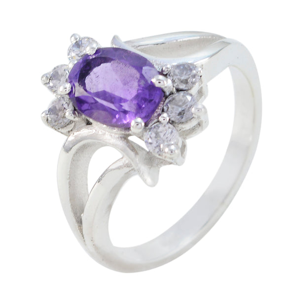 Amethyst Halo French Sterling Silver Purple Gemstone Featherlight Fairytale Ring Jewellery