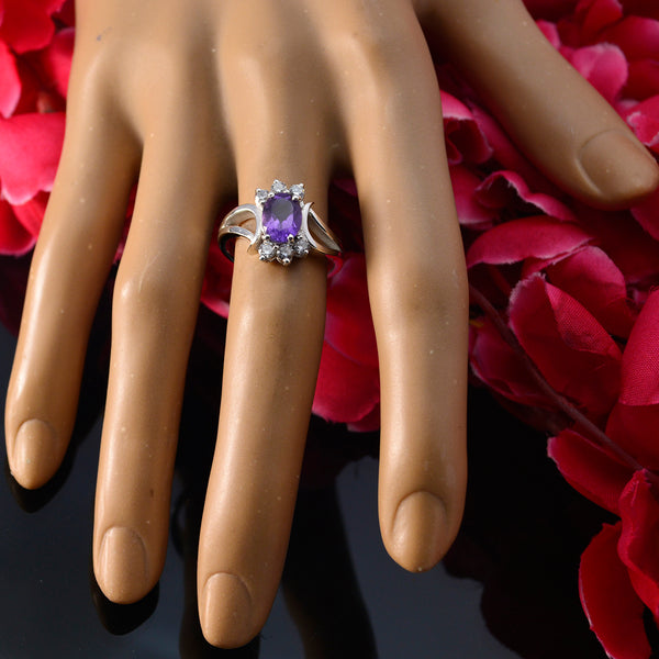 Amethyst Halo French Sterling Silver Purple Gemstone Featherlight Fairytale Ring Jewellery