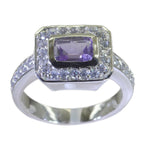Amethyst Halo Indian Silver Purple Gemstone Minimal Fairytale Ring Jewelry