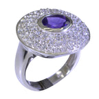 Amethyst Halo Moroccan 925 Sterling Silver Purple Gems Eye catching Contemporary Ring Jewellery