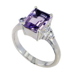 Amethyst Halo German 925 Silver Purple Gems Slim Contemporary Ring Jewelry