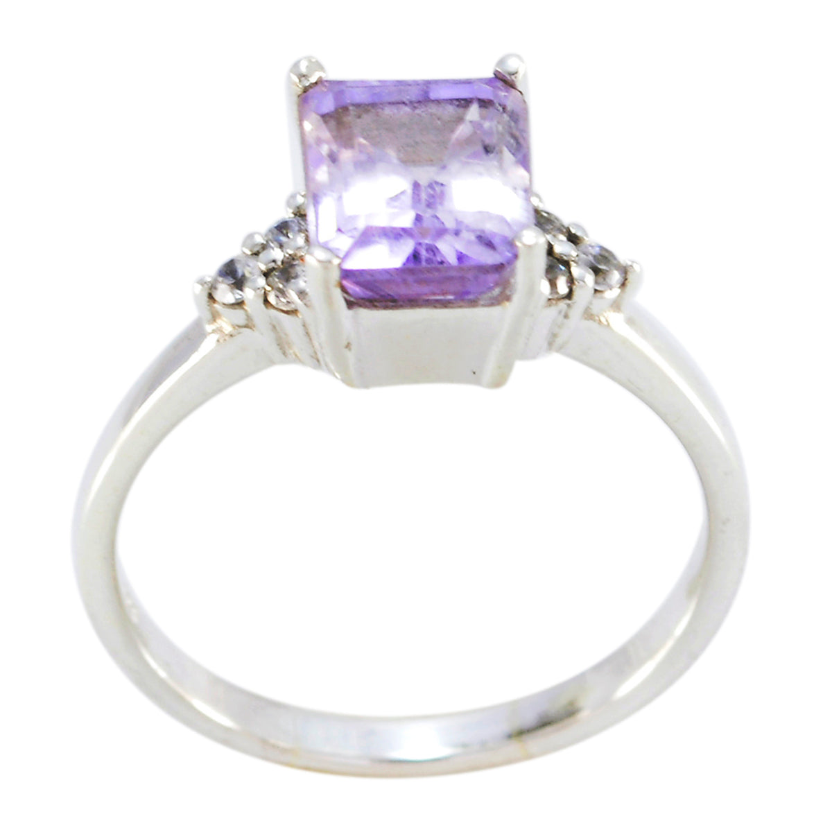 Amethyst Halo German 925 Silver Purple Gems Slim Contemporary Ring Jewelry