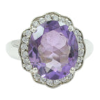 Amethyst Halo Russian 92.5 Silver Purple Gemstones Mid weight Fairytale Ring Jewellery