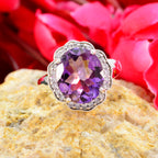 Amethyst Halo Russian 92.5 Silver Purple Gemstones Mid weight Fairytale Ring Jewellery