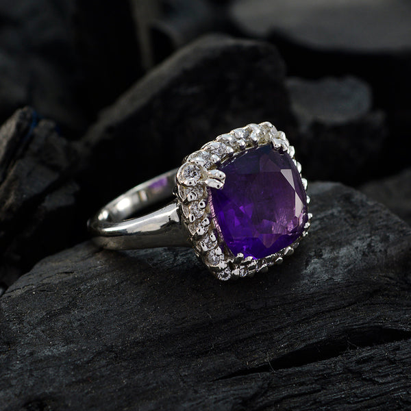 Amethyst Halo Moroccan Sterling Silver Purple Gemstone Classic Sophisticated Ring Jewellery