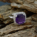Amethyst Halo Moroccan Sterling Silver Purple Gemstone Classic Sophisticated Ring Jewellery