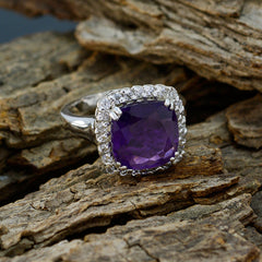 Amethyst Halo Moroccan Sterling Silver Purple Gemstone Classic Sophisticated Ring Jewellery