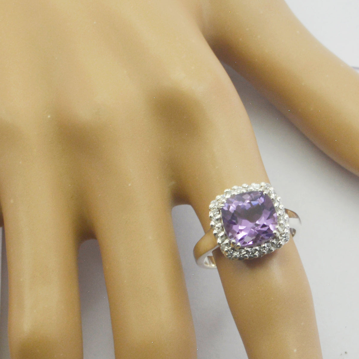 Amethyst Halo Moroccan Sterling Silver Purple Gemstone Classic Sophisticated Ring Jewellery