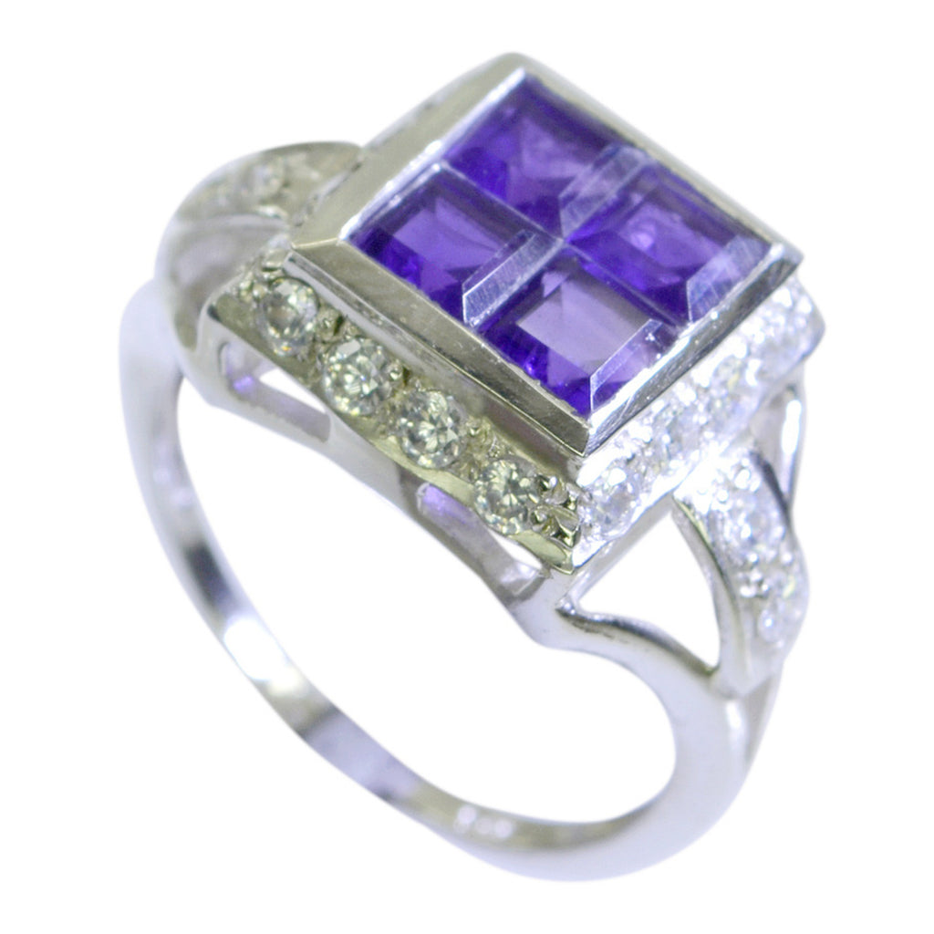 Amethyst Halo Korean Silver Purple Gemstone Whisper thin Abstract Ring Jewelry