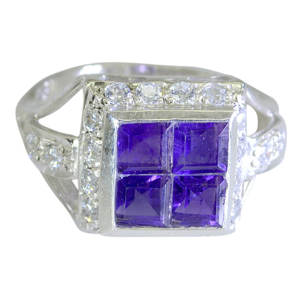 Amethyst Halo Korean Silver Purple Gemstone Whisper thin Abstract Ring Jewelry
