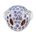 Amethyst Halo Egyptian 925 Sterling Silver Purple Gemstones Eye catching Abstract Ring Jewelry