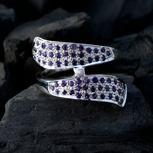 Amethyst Halo Spanish Silver Purple Gems Edgy Trendy Ring Jewellery
