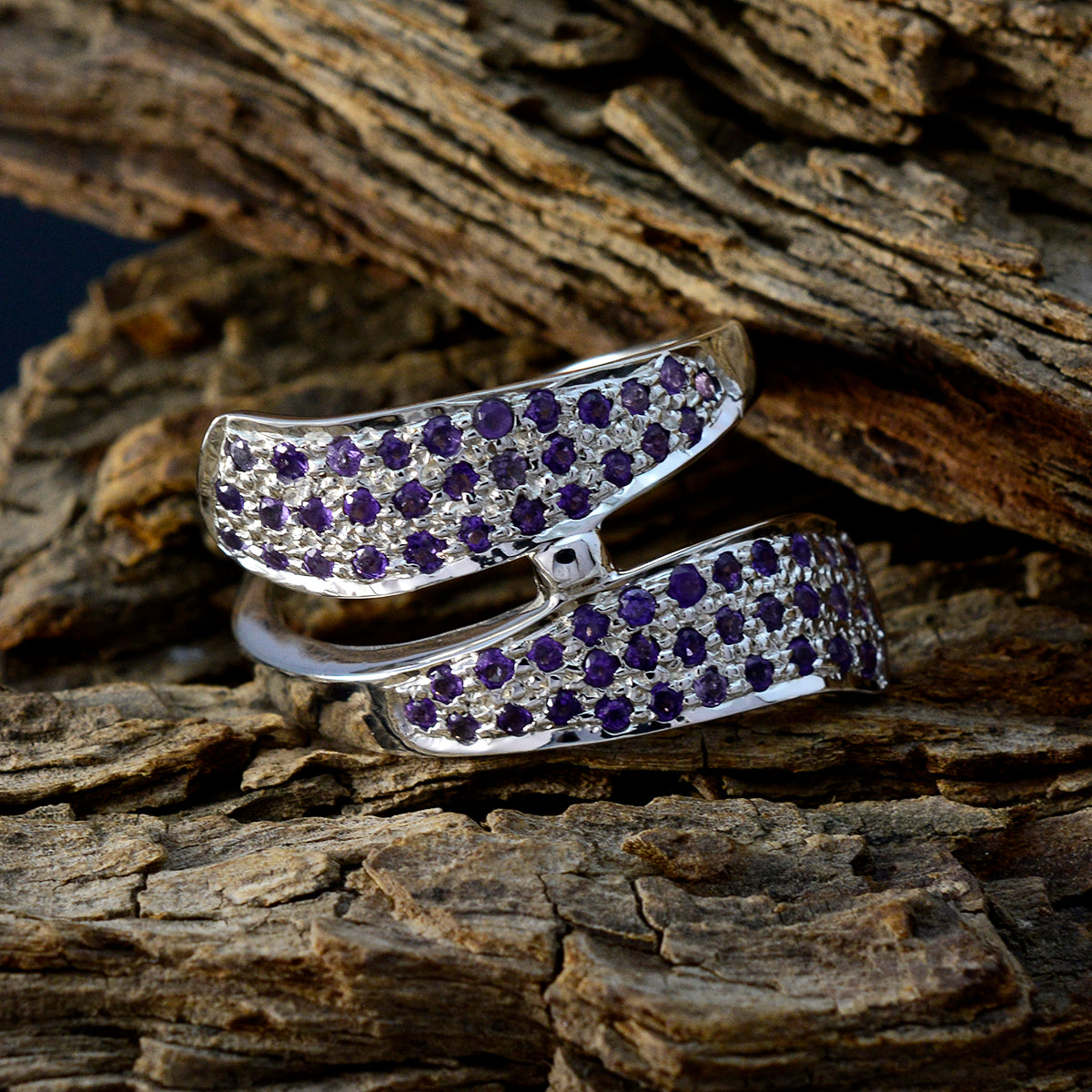 Amethyst Halo Spanish Silver Purple Gems Edgy Trendy Ring Jewellery