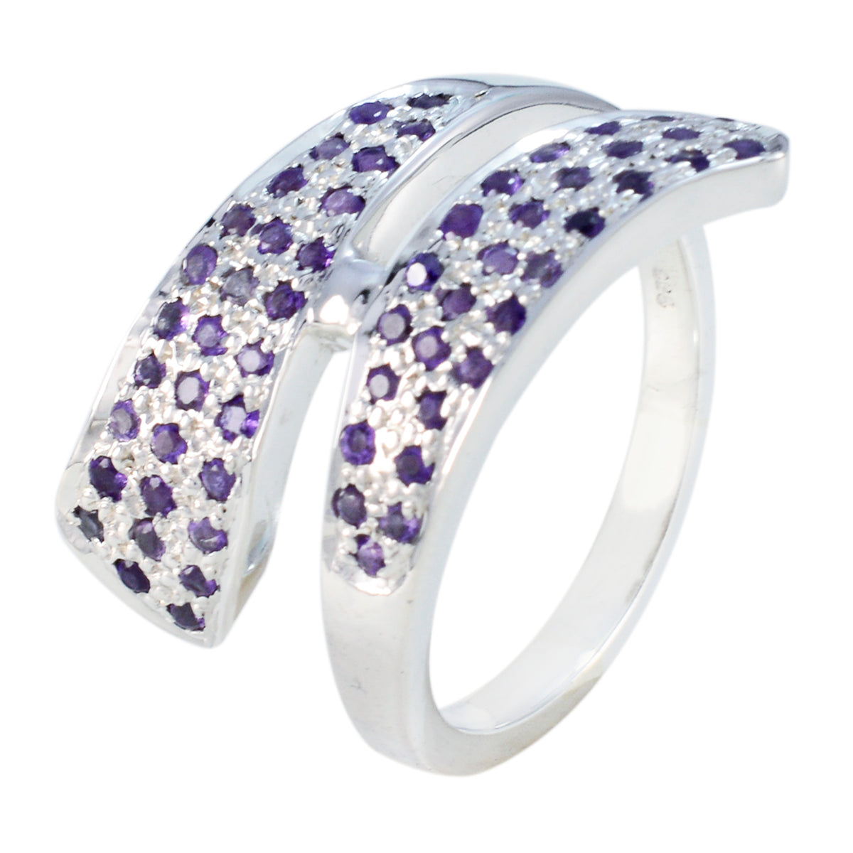 Amethyst Halo Spanish Silver Purple Gems Edgy Trendy Ring Jewellery Image principale du produit