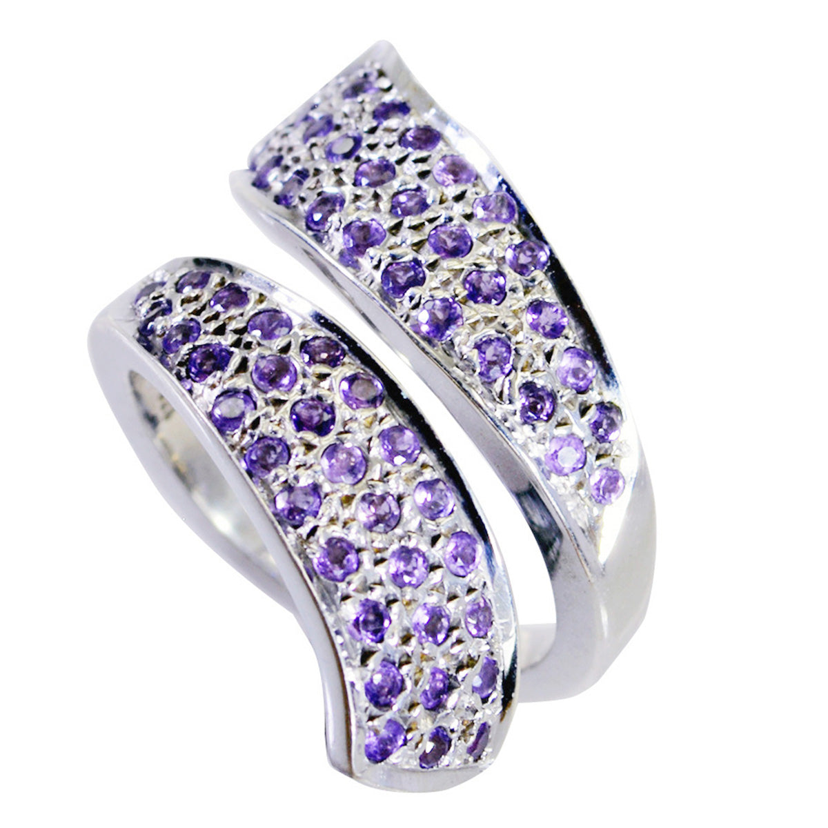 Amethyst Halo Spanish Silver Purple Gems Edgy Trendy Ring Jewellery
