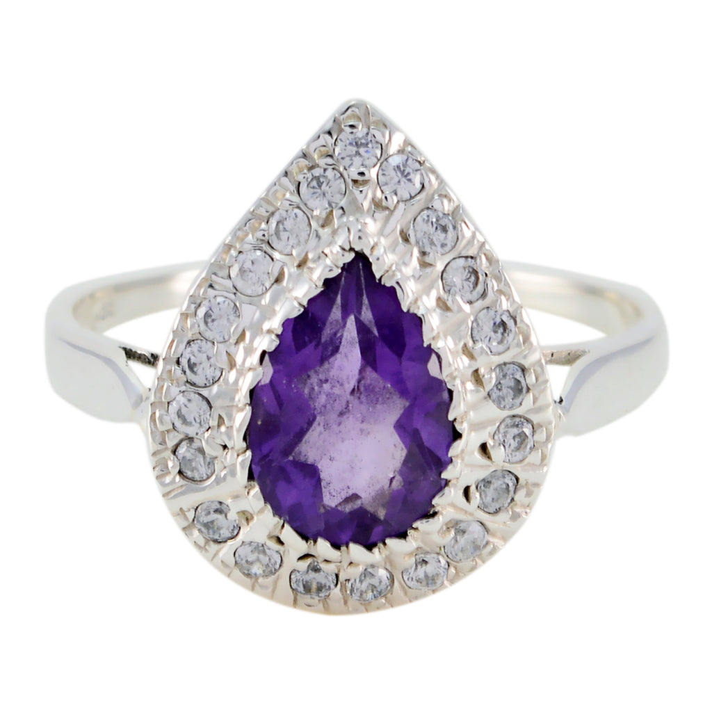 Amethyst Halo Moroccan Sterling Silver Purple Gems Tiny Love Ring Jewellery