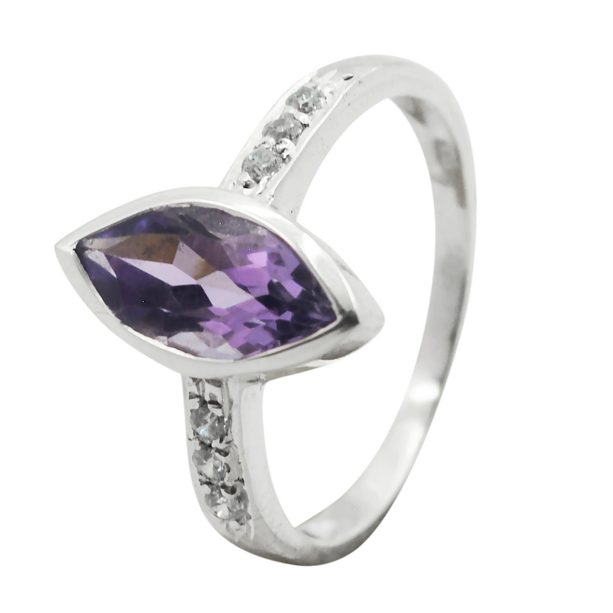 Amethyst Halo Korean Sterling Silver Purple Gemstone Delicate Contemporary Ring Jewellery Main image