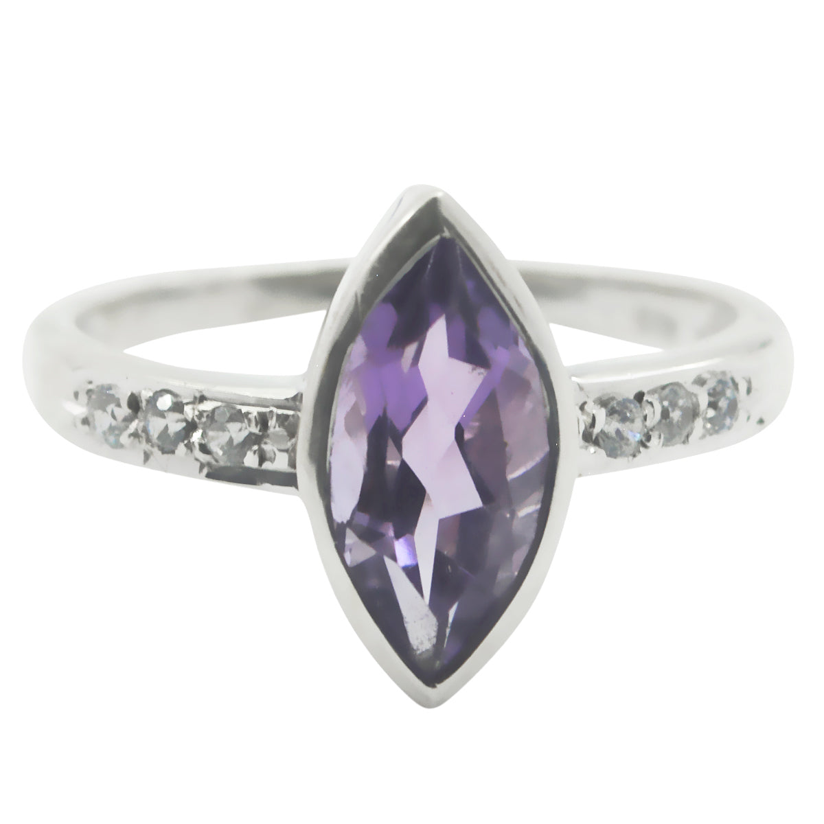 Bague contemporaine délicate en argent sterling avec améthyste et pierres précieuses violettes Image secondaire du produit