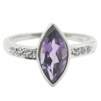 Amethyst Halo Korean Sterling Silver Purple Gemstone Delicate Contemporary Ring Jewellery